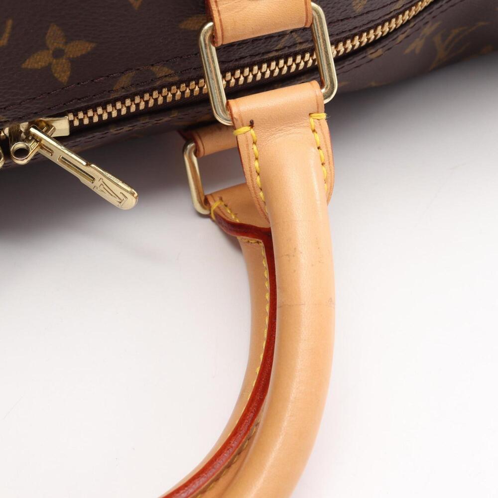 LOUIS VUITTON Authentic Brown Monogram Leather Keepall 55 Boston Bag - Picture 8 of 11
